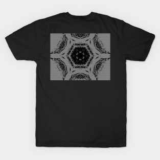 Black and White Contemporary Snowflake Mosaic Pattern T-Shirt